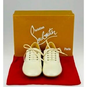 Christian Louboutin Ivory Patent Leather Fred Oxfords 37.5